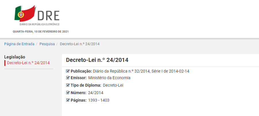 Decreto-Lei n.º 24/2014, de 14 de fevereiro